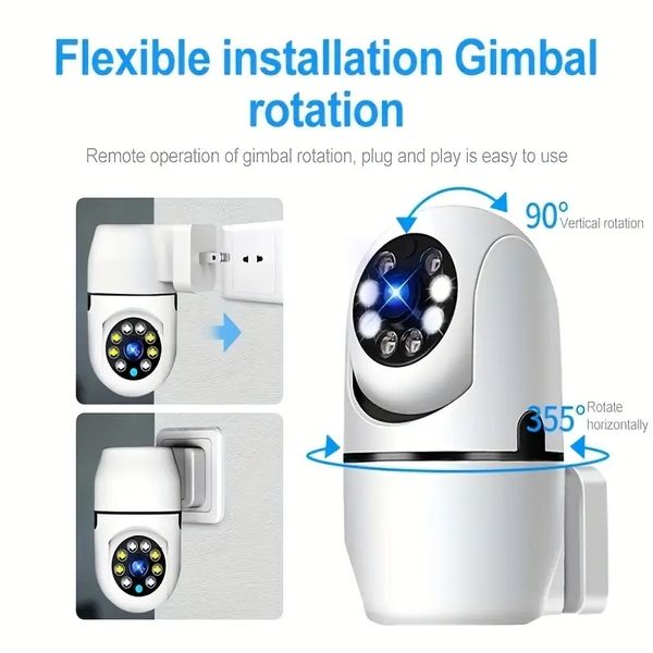 1pc Intérieur HD WiFi Socket Camera, 110v-220v Socket Smart Wifi Camera, HD Home Baby Monitor, Surveillance par webcam sans fil, Vision nocturne, Audio 2 voies