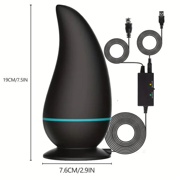 Antenne de télévision numérique intérieure extérieure 1 pc, amplificateur de signal, portée jusqu'à 380+ miles, prise en charge 8K 4K Full HD Smart et Old TV, avec câble de 196,85 pouces