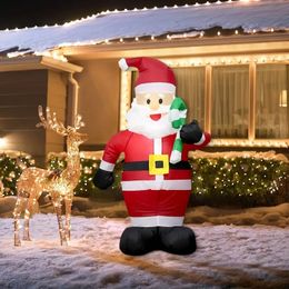 1pc canne à main gonflable du père noël LED allume le moule à air gonflable de Noël moule à air de bienvenue, hauteur 120 cm/47,24 pouces, lumière LED intégrée, décoration extérieure de fête de Noël