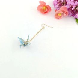 1pc Style Japane Copper Drop Oree Oreads Multicolor Origami Crane Long Tassle Bonques d'oreilles Boucles d'oreilles Femmes Bijoux de fête