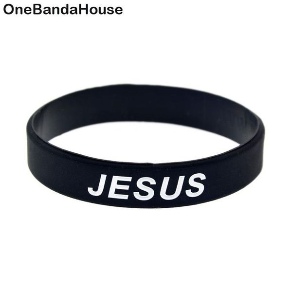 Bracelet en caoutchouc de Silicone noir, croix de jésus, juste et amour, cadeau de foi religieuse, bijoux sans sexe, 1 pièce, 239h