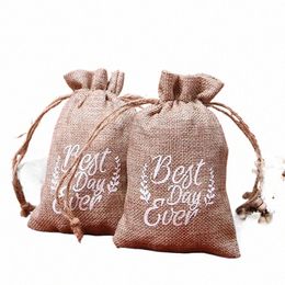 1PC Jute Linet Tissu DrawString Rangement Sac Organisateur Organisateur Purse Purse-cadeau Environment Holder 11GH # #