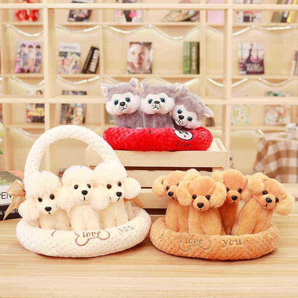 1Pc Kawaii Un Panier Chiot Enfants Jouet Simulation Animal Poupée Décoration De La Maison Mignon Chien En Peluche Câlin ld Cadeau D'anniversaire J220729