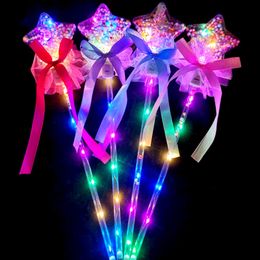 1PC enfants bâtons lumineux colorés clignotant coeur étoile papillon filles princesse fée baguettes fête Cosplay accessoires éclairer jouet bâton