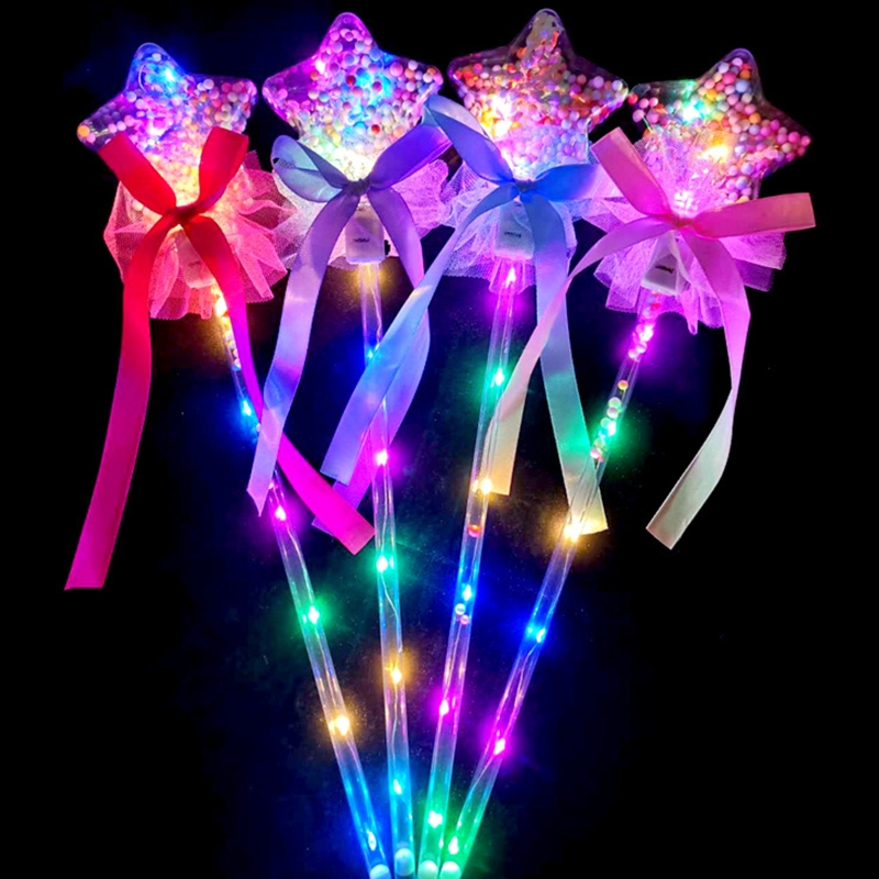 1 stk kinderen kleurrijk gloeiende sticks flitsende hart star vlindermeisjes prinses sprookjesfee feestcosplay rekwisieten verlichten speelgoedstick