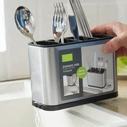 1 soporte para utensilios de cocina para encimera, organizador de cubiertos, soporte de acero inoxidable, cesta de drenaje, vasija para utensilios, cubiertos, sopa, cuchara, cuchillo, tenedor, pala, almacenamiento