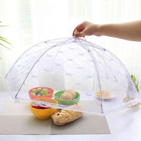 1PC cuisine Vogue dentelle maille écran protéger couverture pliable parapluie tentes dôme mouche pique-nique grande couverture alimentaire Y220526