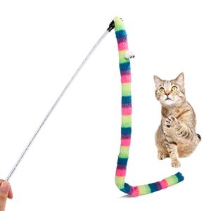 1Pc chaton chat jouet pour animaux de compagnie drôle chat jouet canne à pêche bâton Teaser couleur Streamer interactif chat jouer baguette avec cloche jouets pour chats