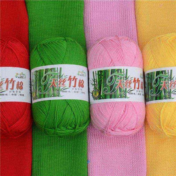 1 unid tejido de punto coloreado artesanía lana crochet 50 g algodón de bambú 6 capas suave 180 metros hilo leche lote tejer babycare Y211129