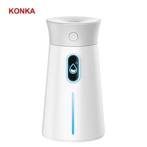 1pc, KONKA 380 ml/13 oz Mini humidificateur d'air blanc, portable à faible bruit, brumisateur de veilleuse à LED coloré pour le bureau à domicile, chargement USB