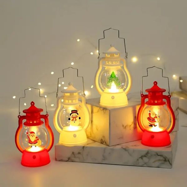 Luces de noche de Navidad LED de 1 por ciento, adornos de lámpara de pony, lámpara de aceite pequeña portátil, lámpara de vela electrónica LED, organización de la escena del árbol de Navidad