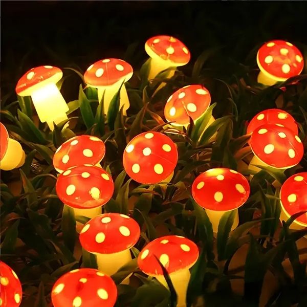 Guirlande lumineuse LED en forme de champignon, 1 pièce, guirlande lumineuse en forme de champignon rouge à piles, fête d'anniversaire pour chambre à coucher, dortoir, maison intérieure, cuisine, mariage, jardin, décoration de noël