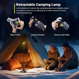 1 linterna LED para acampar al aire libre, recargable por UBS, linterna portátil para exteriores con temperatura de color ajustable, resistente al agua IP65, linterna para acampar retráctil