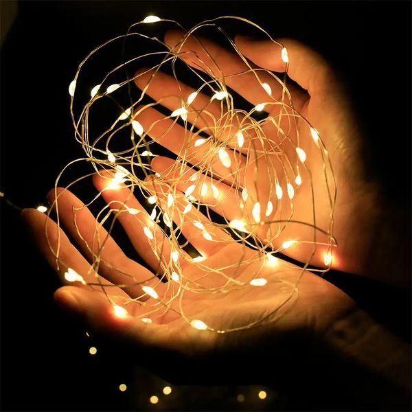 1 lámpara pequeña LED, cadena de luces, alambre de cobre resistente al agua, mini luces de hadas estrelladas de alambre de cobre alimentadas por batería para dormitorio, Pascua, fiestas, bodas, centros de mesa.