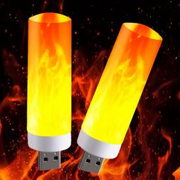 1pc LED USB Flame Light, Amosphère Lumière, Bulbe de flamme clignotant créatif, petite lumière du livre, lumière à effet, charge de la nuit de camping au trésor de charge