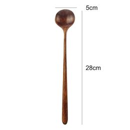 1pc Long Spoons Wooden Korean Style 10.9 Inches 100 Natural Wood Long Handle Round Spoons For Soup Cooking Mixing Stirr H bbyFPk