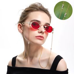 1pc / lot mode aaaa Natural Purple Pearl Metal Eyeglass Chains Sunglasses Lunettes Cordon de cordon de cou avec une bonne boucle en silicone 240527