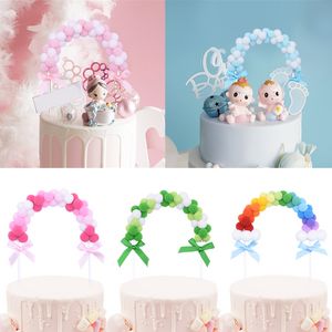 1 pc love cadeau roze blauw zachte pompom wolken cake topper regenboog boog cake insert decor baby shower verjaardag bruiloft feestartikelen