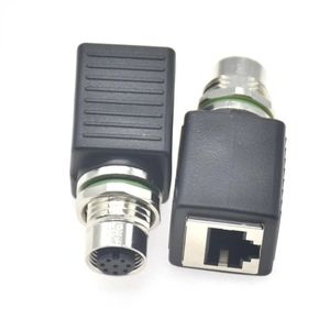 1 st m12 4 pin d codering naar rj45 vrouwelijke connector m12 8 pin a-coderende mannelijke connector gigabit ethernet plug adapter voor industriële automatisering