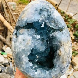 1PC Madagascar Natuurlijke Celestiet Kristal Druzy Cluster Hemelsblauw Geode Minerale Specimen Home Decor 231225