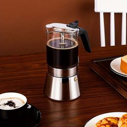 1pc, créateur de café portable 5,41oz / 8,12 oz / 12,17 oz exquis, style minimaliste, design à la mode de pot de moka en verre, pour les fournitures de maison, cuisine de restaurant