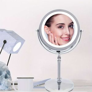 Miroir grossissant Double face 10X de maquillage, cadeau de vanité LED de 7 pouces, miroir rotatif de bureau à 360 °, 1 pièce