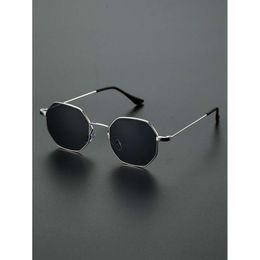 1PC Men Classic Metal Geometric Cadre Black Sunglasses pour les accessoires quotidiens de pêche à cyclisme extérieur