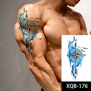 1 pc hommes mâle étanche temporaire tatouages faux tatouage autocollants corps bras avant-bras Cool Art Hipster boussole flèche