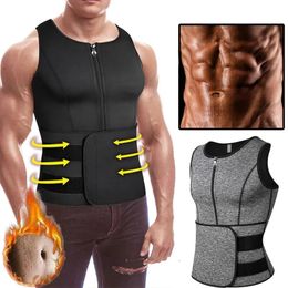 Sudadera con forma de hombre, chaleco de entrenamiento de cintura para hombre, forma de cuerpo ajustable de neopreno para ejercicio, conjunto de sauna con cremallera dual, 1 ud., 231025