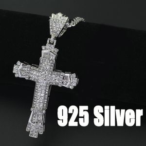 1 -st heren Women Fashion Jewelry 18K Golden Rhinestone White Gold GP Cross Pendant Necklace Chain