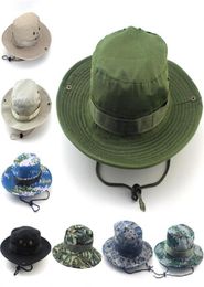 1pc hommes femmes Camouflage Bucket Hat avec ficelle pêcheur cap panama safari boonie chapeaux de soleil cap1972508