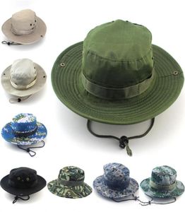 1pc hommes femmes camouflage chapeau seau avec ficelle pêcheur cap panama safari boonie chapeaux de soleil cap1964060