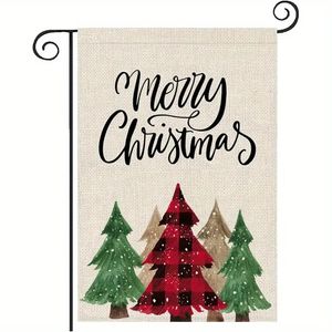 1pc, Merry Christmas Garden Flag Pine Tree (12x18, Double Sided) Xmas Winter Yard Flag Outside Outdoor