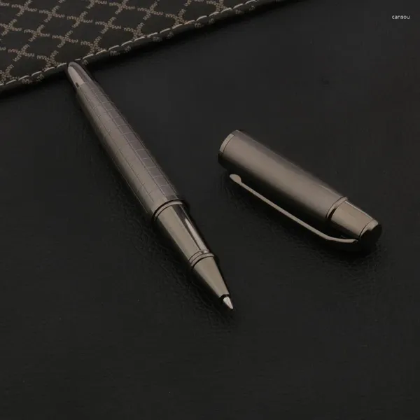 1PC Metal Ball Point Pen Gun Grey Wave Sculpture Gravé Rollerie