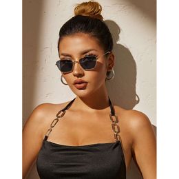 1 stc metalen geometrische frame mode mode zwarte zonnebrillen voor vrouwen dagelijkse UV400 buitenaccessoires