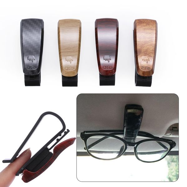 Cintres métalliques en bois pour voiture, 1 pièce, porte-lunettes de lecture, Placement de lunettes, outil de fixation automatique à Clip