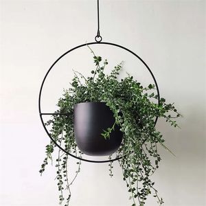 1 st metalen plant hanger ketting opknoping mand bloem pot ijzer opknoping bloempot decoratieve swingende bloem mand tuinpot 210615