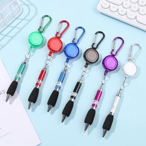 1Pc Metalen Intrekbare Pull Touw Balpen Lanyard Sleutelhanger Bergbeklimmen Gesp Briefpapier Schrijven Tool Schoolbenodigdheden