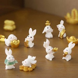 1 st Mini Chinees Nieuwjaar Resin Zodiac Small Bunny Car Interior Decorations Home Desktop Ornament 2023 Kerstcadeaus AA230407