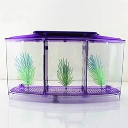 1 pc Mini Aquarium Reptile Pet Box empilable Aquarium créatif bloc de construction poisson cylindre paysage algues avec lumière LED 240124