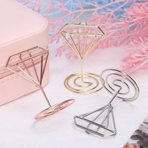 1pc Mini Metal Romantic Coart Diamond Photo Clip Place Carte Holder Numéro de table de support Marqueur de support Party de bureau décor de bureau