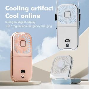 1pc Mini ventilateur portable 5-en-1, ventilateur personnel portable pliable à 180 ° rechargeable avec batterie 3000 mAh, vent fort à 4 vitesses ultra silencieux, cou/portatif/support