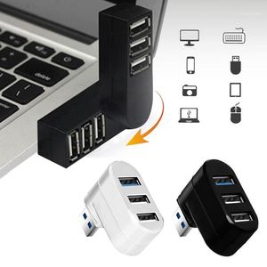 1PC Mini rotatif 3 ports USB 3.0 Hub Adaptateur de boîte de répartiteur de transfert de données haute vitesse pour ordinateur portable PC accessoire d'ordinateur Pro1