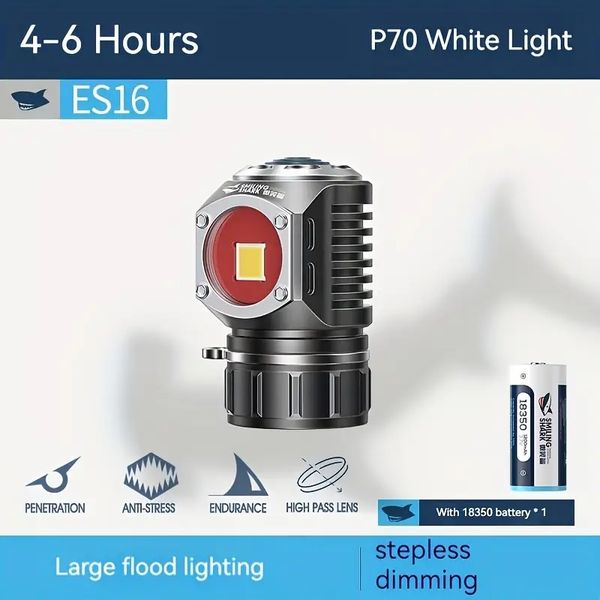 1 mini lampe torche, lampe de poche tactique super lumineuse LED P70 lampe de poche portable haute puissance, lampe porte-clés étanche rechargeable par USB pour l'extérieur