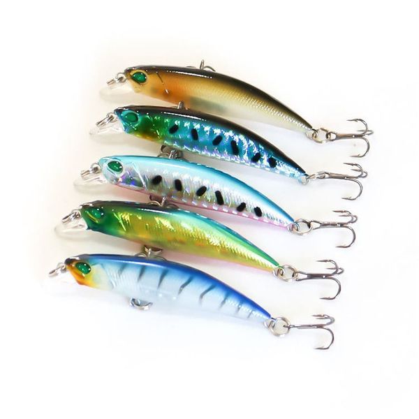 Señuelo de pesca Minnow, 1 unidad, 65mm, 5g, anzuelo Wobbler, señuelos superiores, Crankbait adecuado para depósito en el mar y carnívoro