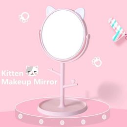 1PC spiegel make -up decoratieve cartoon creatieve schoonheidstools voor met cosmetica opslagplank tablet travel y200114