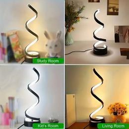 Lampada da tavolo moderna a spirale da 1 pezzo, lampada da tavolo a LED dimmerabile minimalista, lampada da scrivania alimentata tramite USB per camera da letto ufficio comodino libreria soggiorno decorazioni per la casa