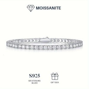 1 pc Moissanite Sier Tennis Chain Hip Hop Bracelet, Men Dames koppelen Style Style Hot Sale Fashion Jewelry, Valentine's Day Engagement Wedding Anniversary Birthday Gift