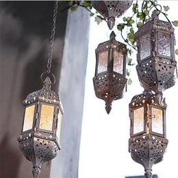 Bougeoir marocain suspendu au mur, lanterne classique en métal pour fête de mariage, décoration de la maison, 1 pièce, 240301