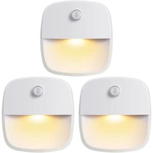 1 lampe à détecteur de mouvement, veilleuse LED sans fil alimentée par batterie, applique murale, lumières de placard, lumières de sécurité pour escaliers, couloir, salle de bain, cuisine, armoire (blanc chaud)